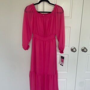 Sofia by Sofia Vergara Pink Pleated Sundress with Bishop Sleeves